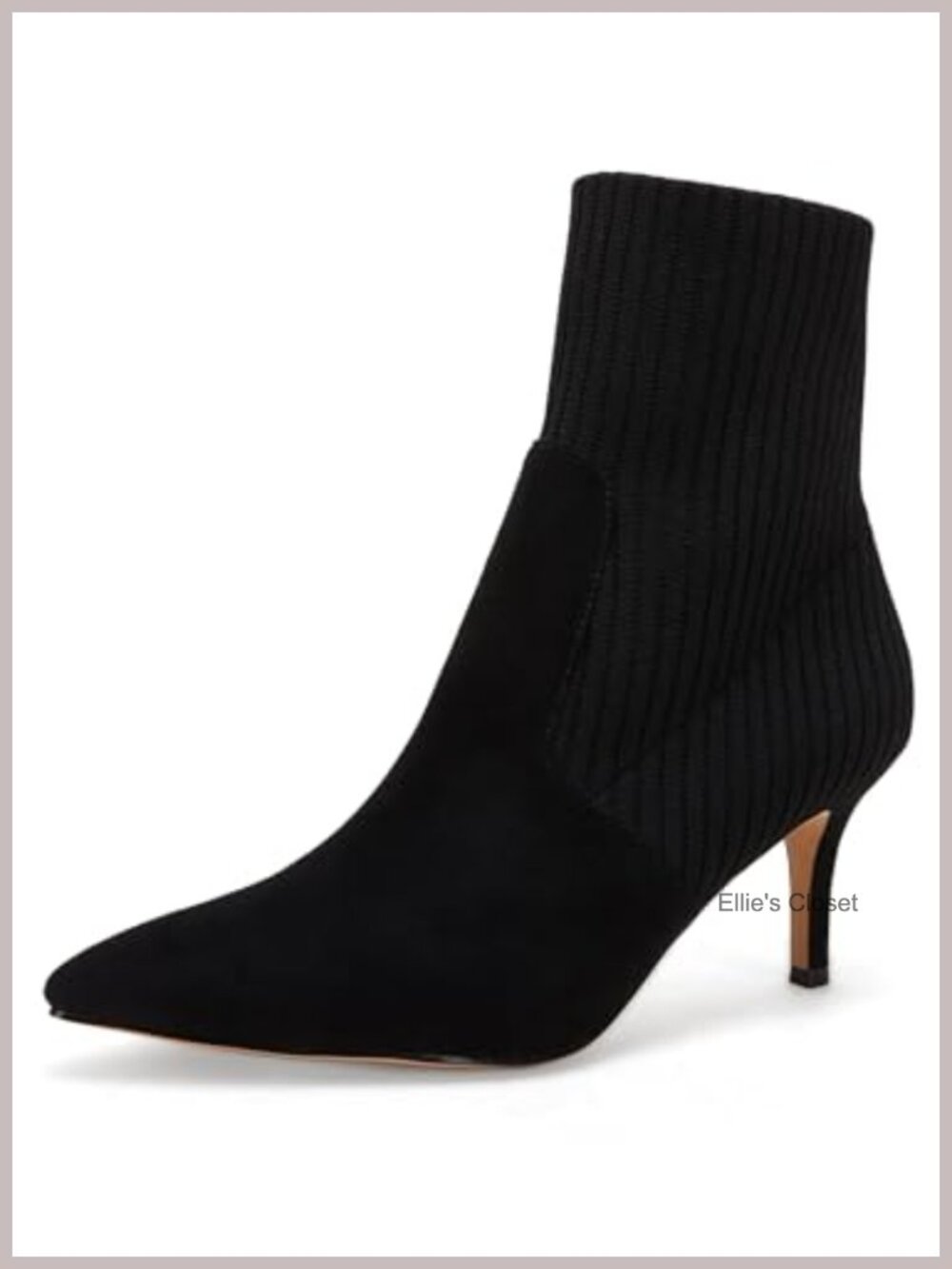 Pointed Toe Ankle Boots Stiletto Kitten Heel Knit Faux Suede Sock Booties